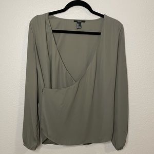 Green Button Over Blouse